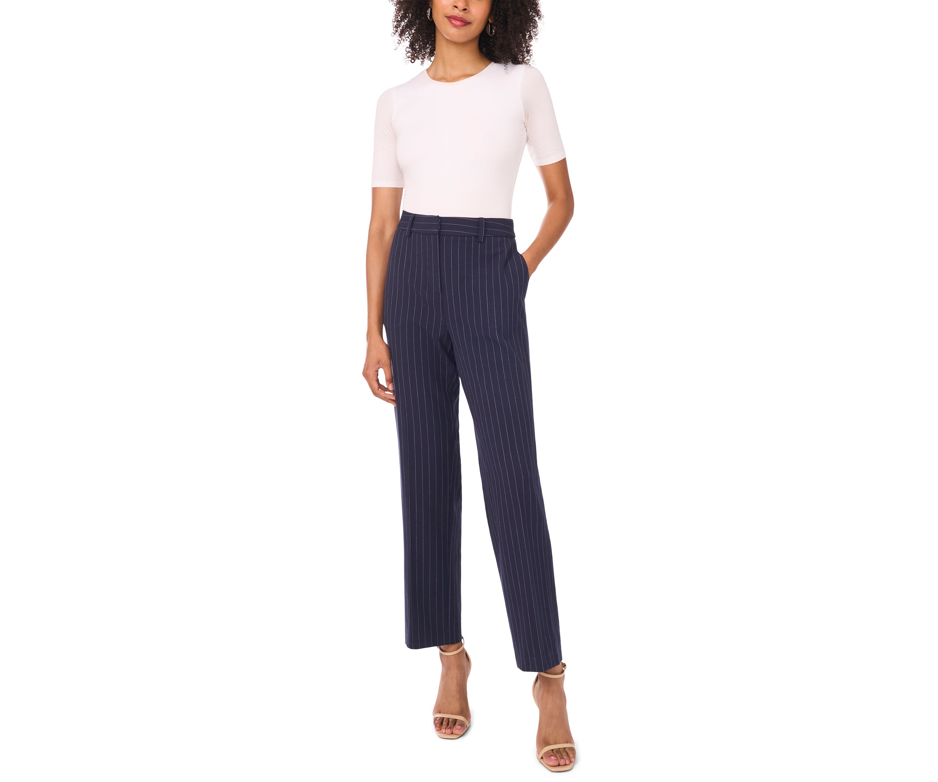 Womens Slim Pinstripe Pants