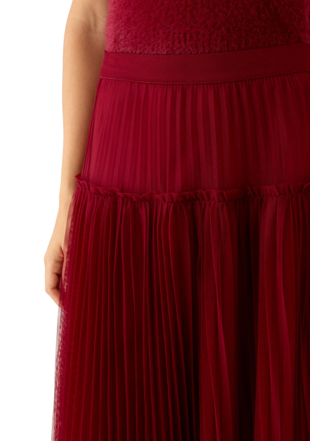 Womens Tulle Pleated Midi Skirt