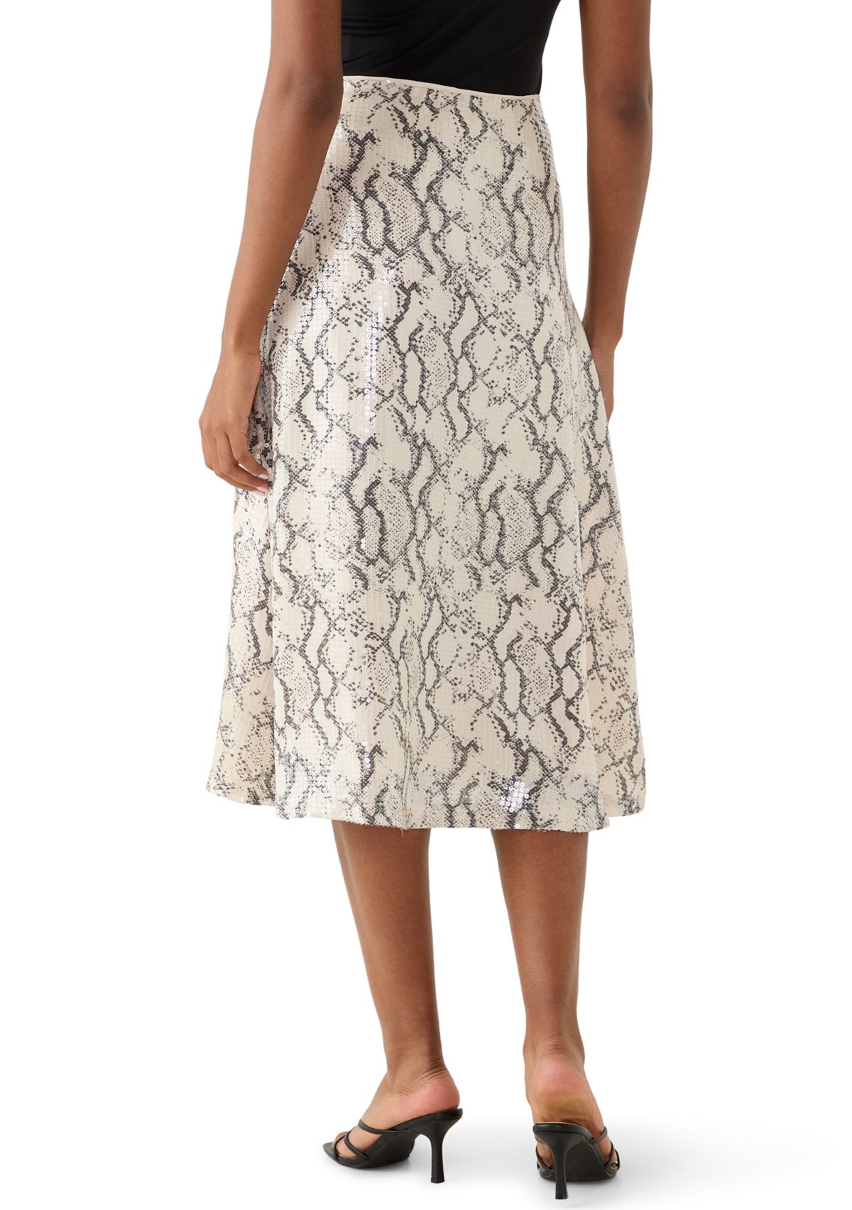 Womens Snake Sequin A-Line Skirt