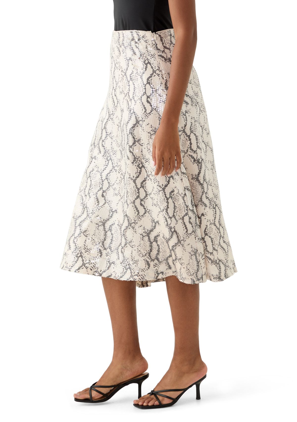 Womens Snake Sequin A-Line Skirt
