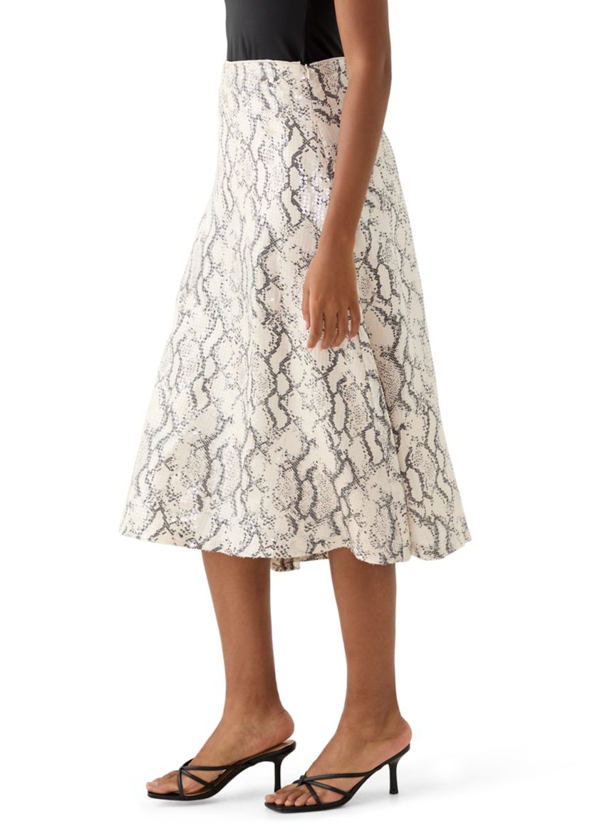 Womens Snake Sequin A-Line Skirt