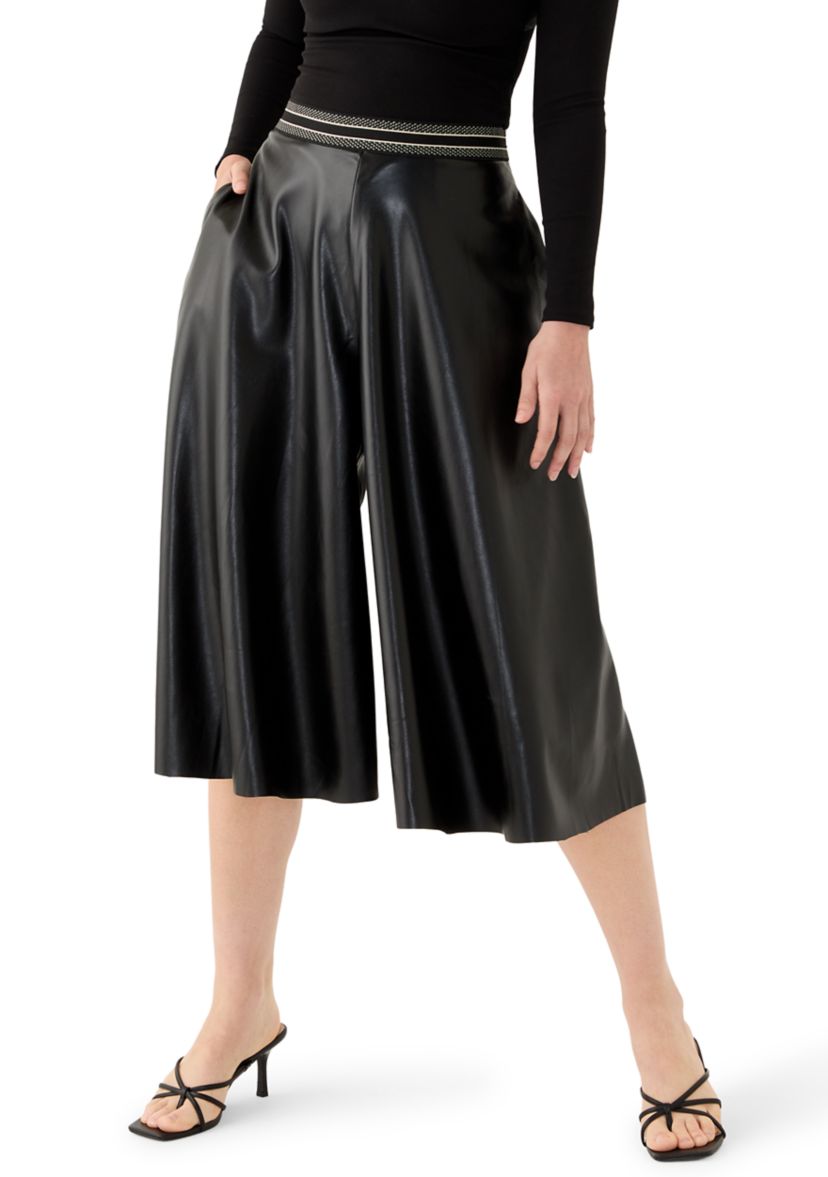 Womens Vegan Leather Culotte Pants