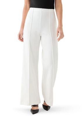 Vince Camuto Women's Wide Leg Ponte Pants, Ivory, XL