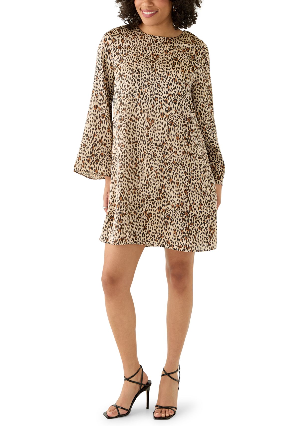 Womens Long Sleeve Leopard Print Dress