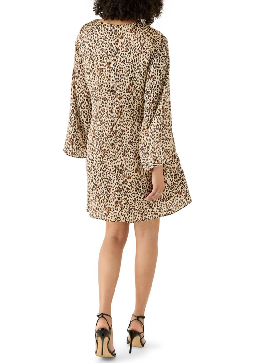 Womens Long Sleeve Leopard Print Dress