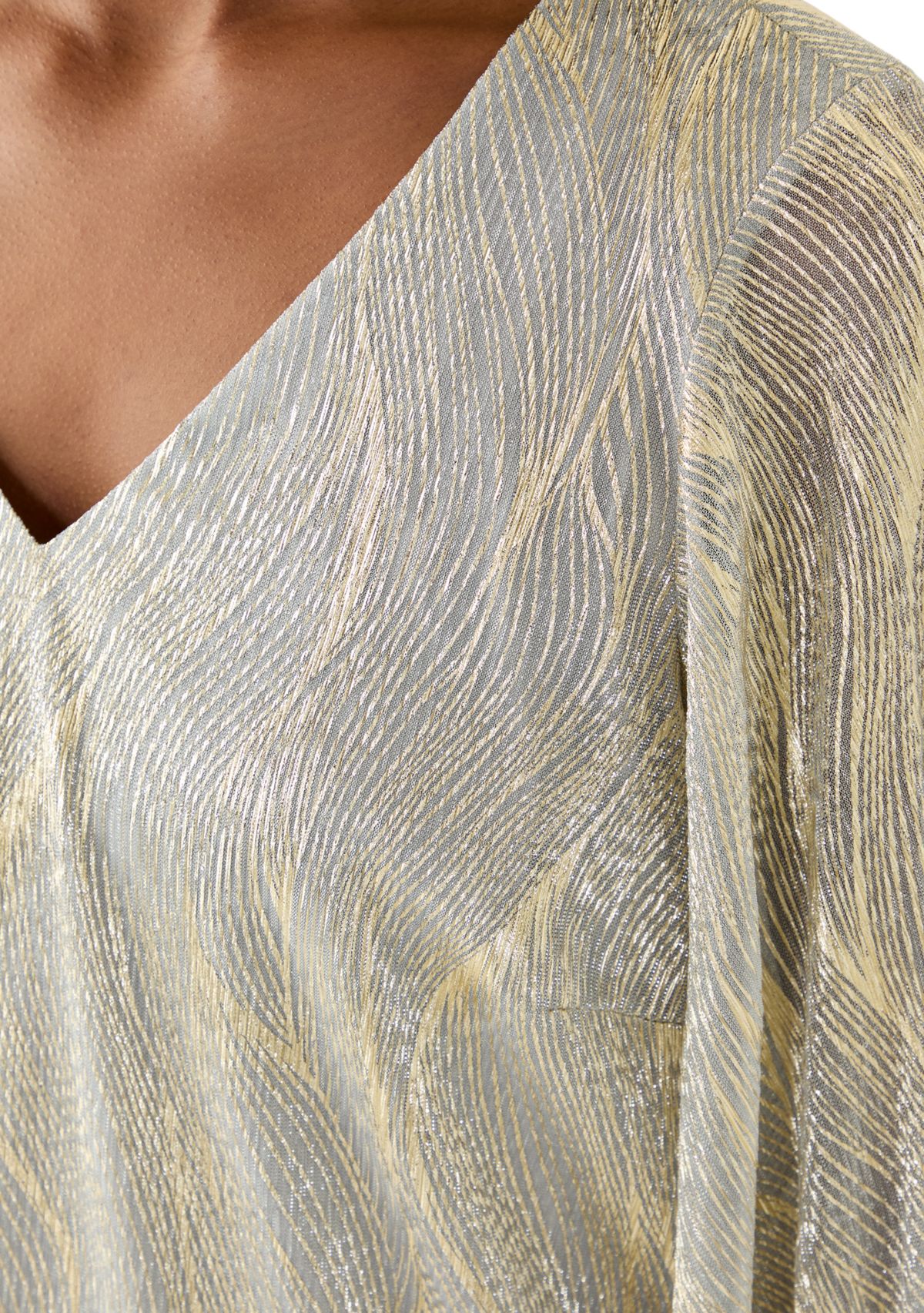 Womens Smocked Sleeveless V-Neck Shine Blouse