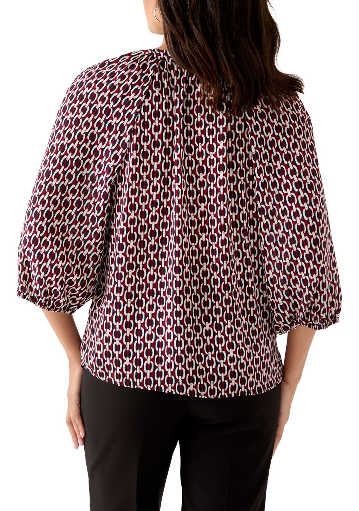  Womens 3/4 Sleeve Split Neck Button Front Top 