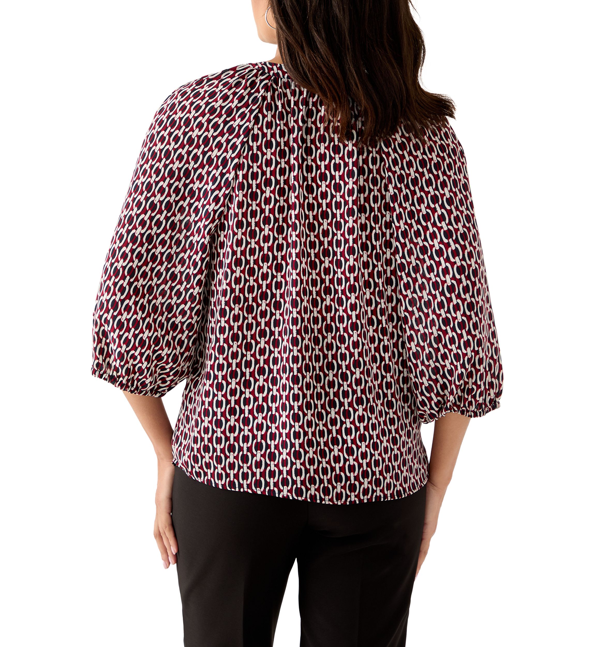  Womens 3/4 Sleeve Split Neck Button Front Top 