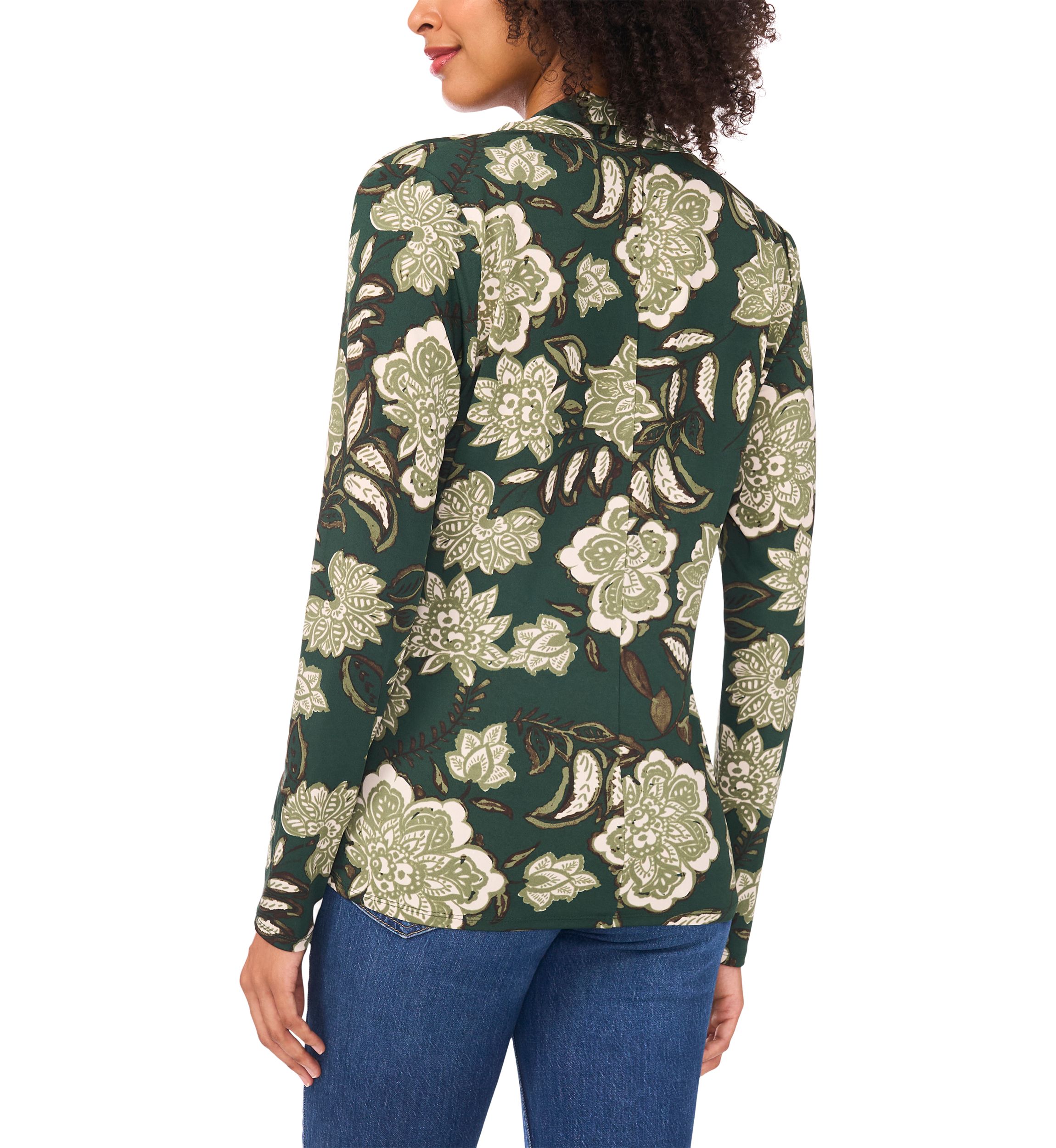Womens Long Sleeve Printed Wrap Top 