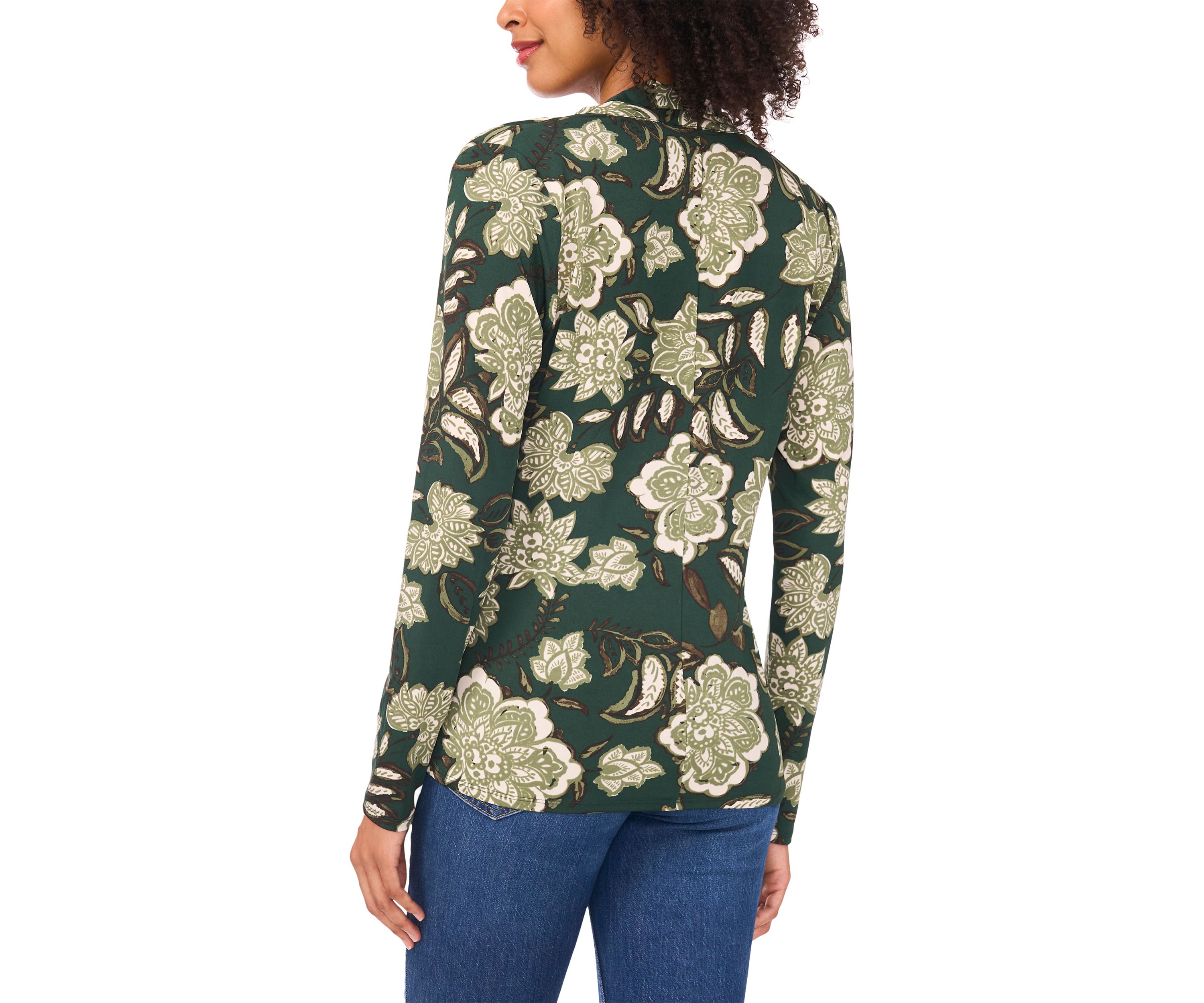 Womens Long Sleeve Printed Wrap Top 