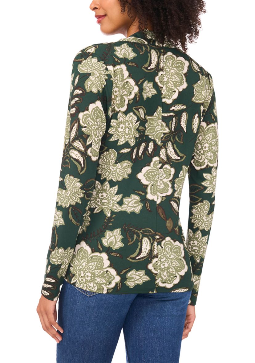 Womens Long Sleeve Printed Wrap Top 
