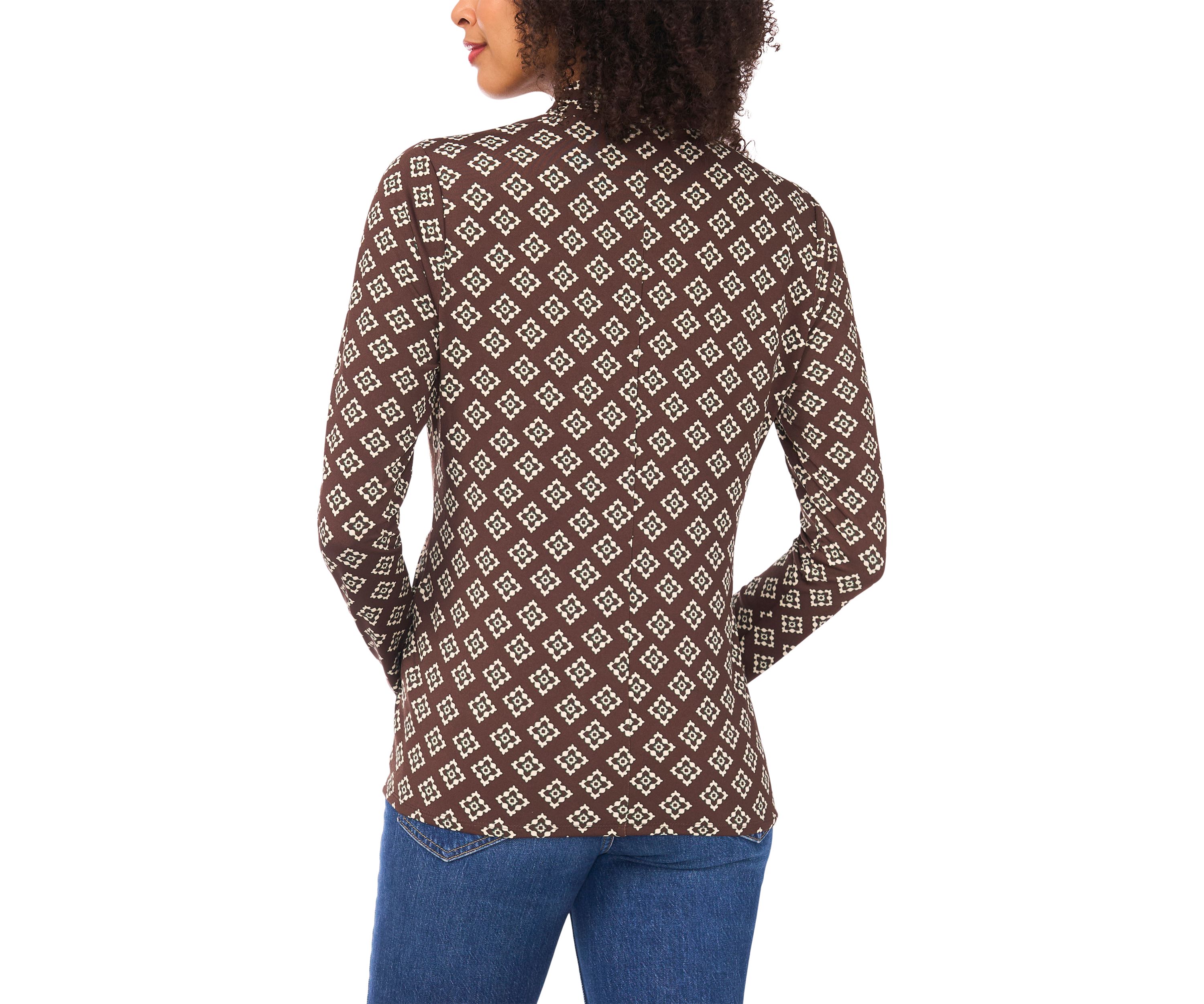 Womens Long Sleeve Printed Wrap Top 