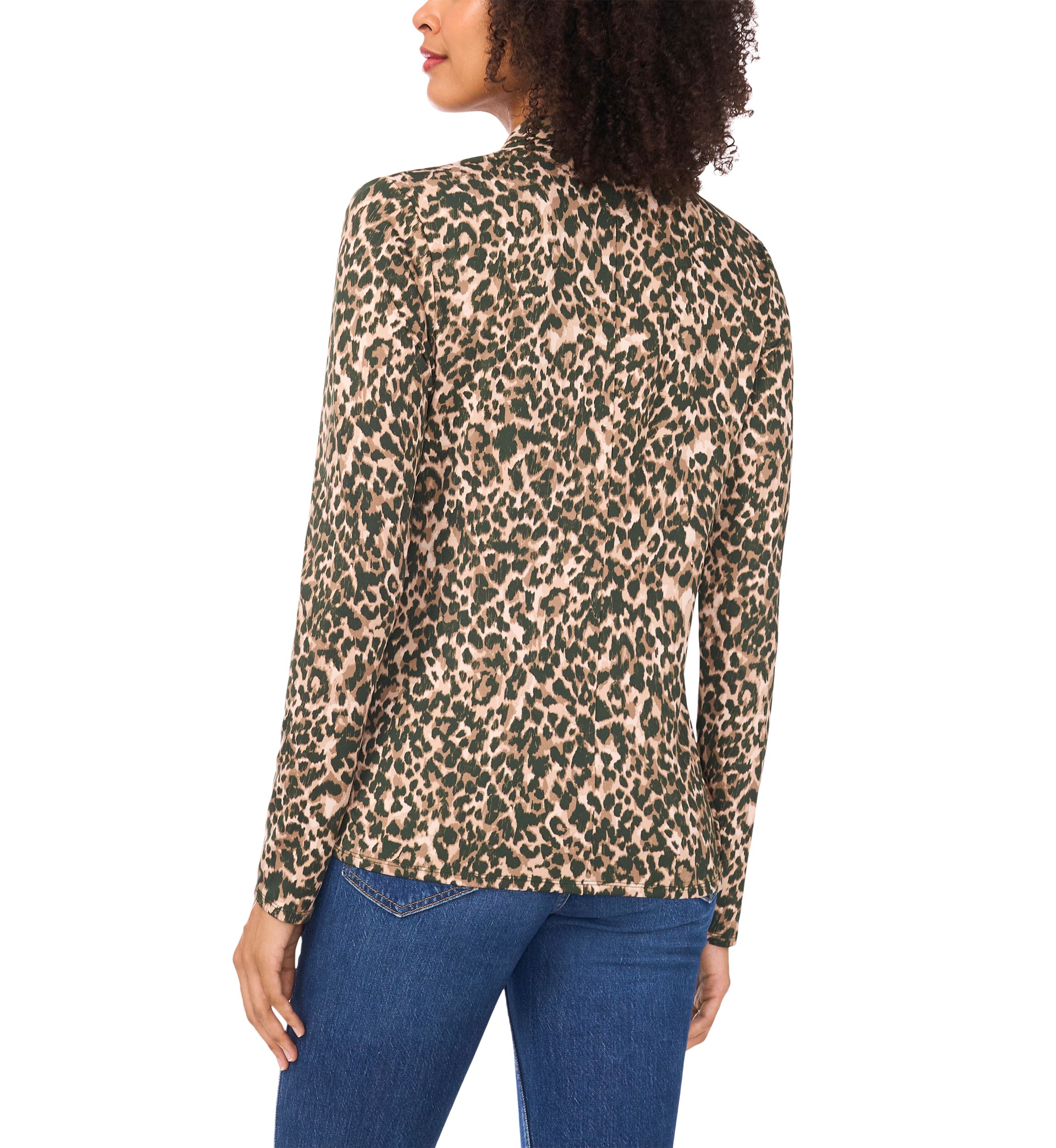 Womens Long Sleeve Animal Print Wrap Top 
