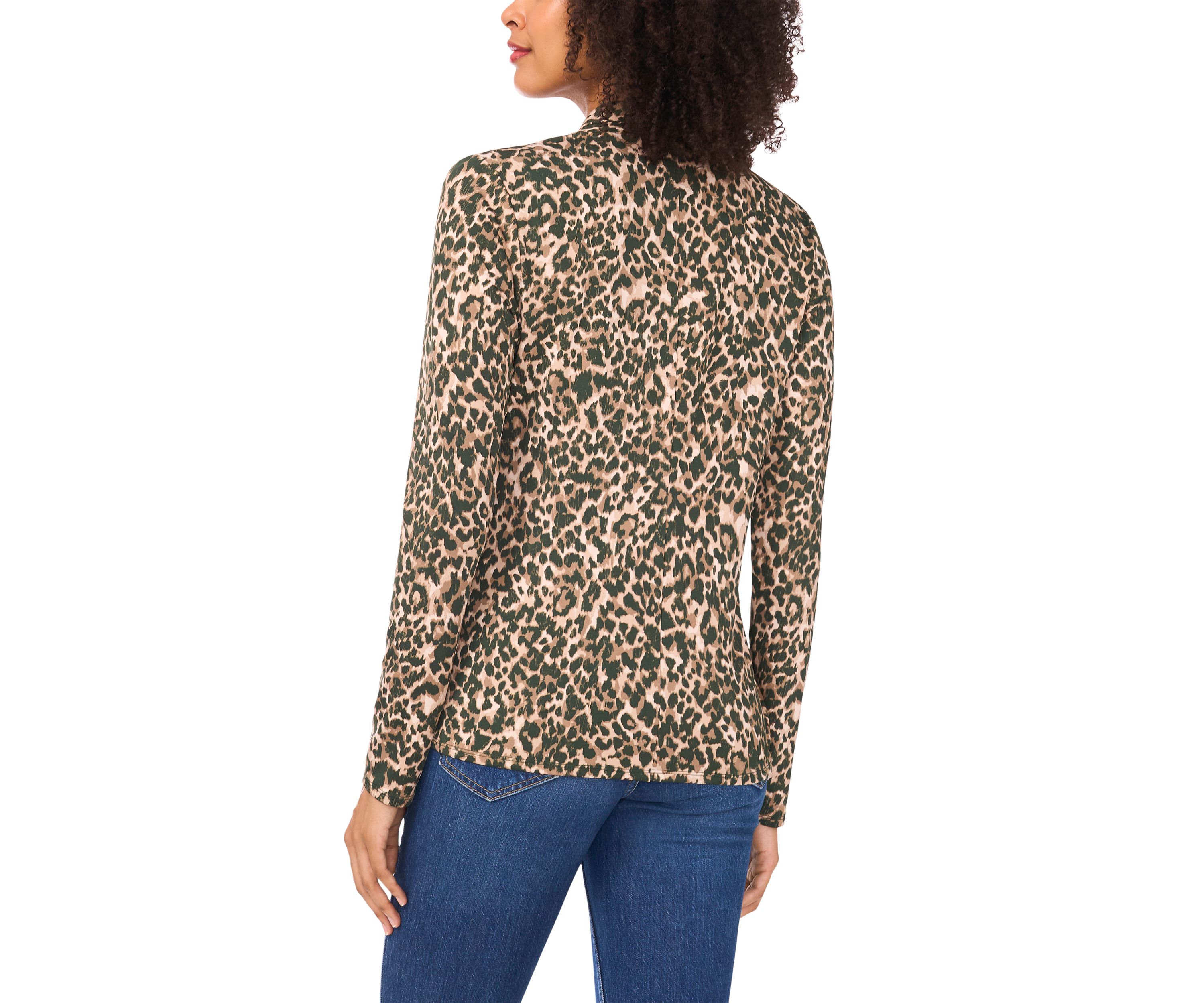 Womens Long Sleeve Animal Print Wrap Top 