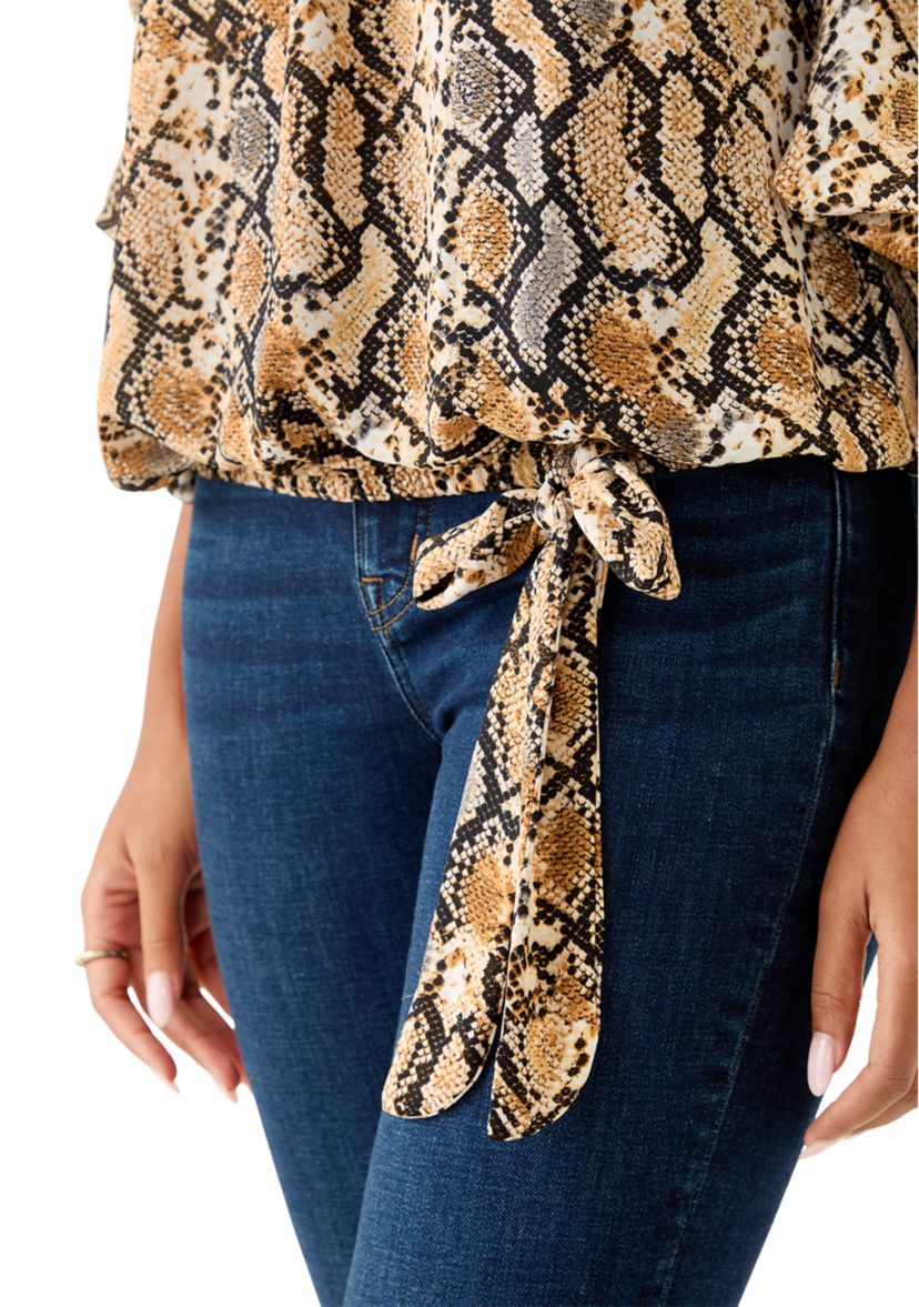 Womens Off the Shoulder Chacha Snake Print Blouse