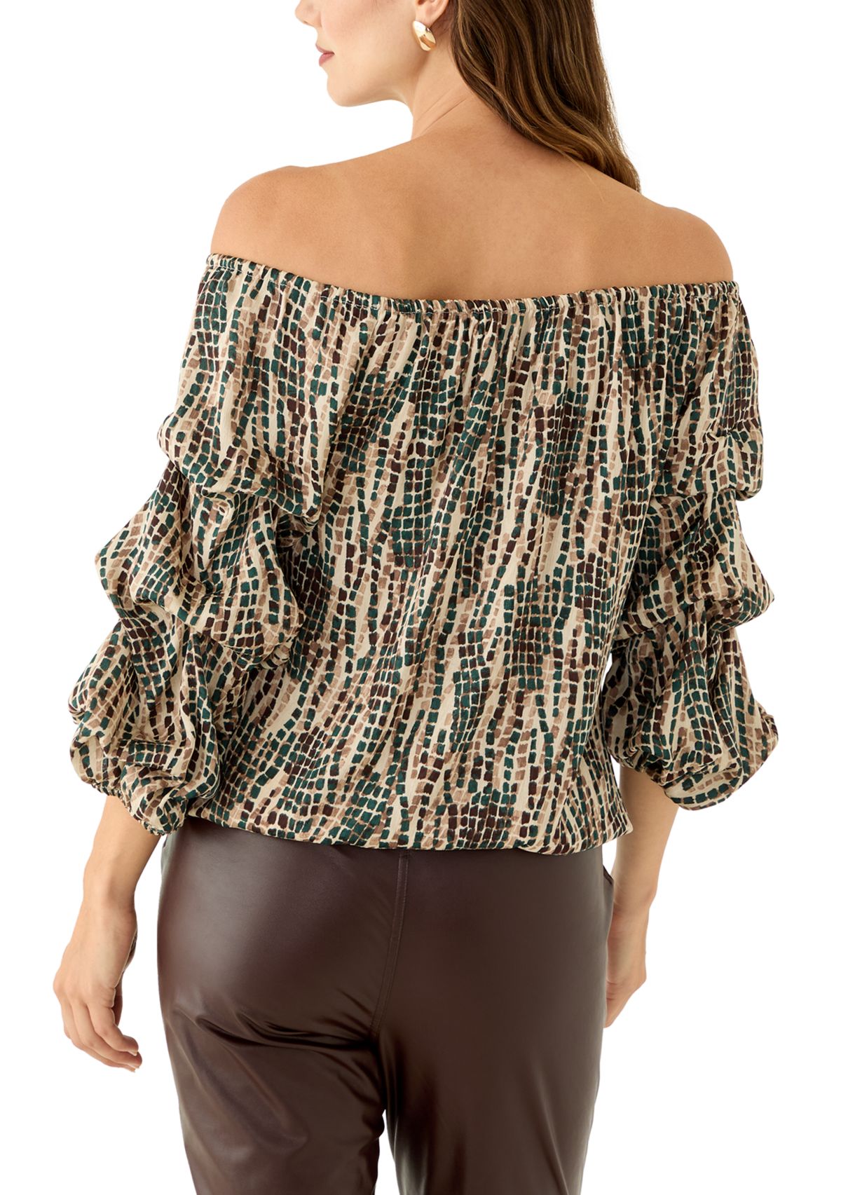 Womens Cha Cha Sleeve Tile Print Blouse 