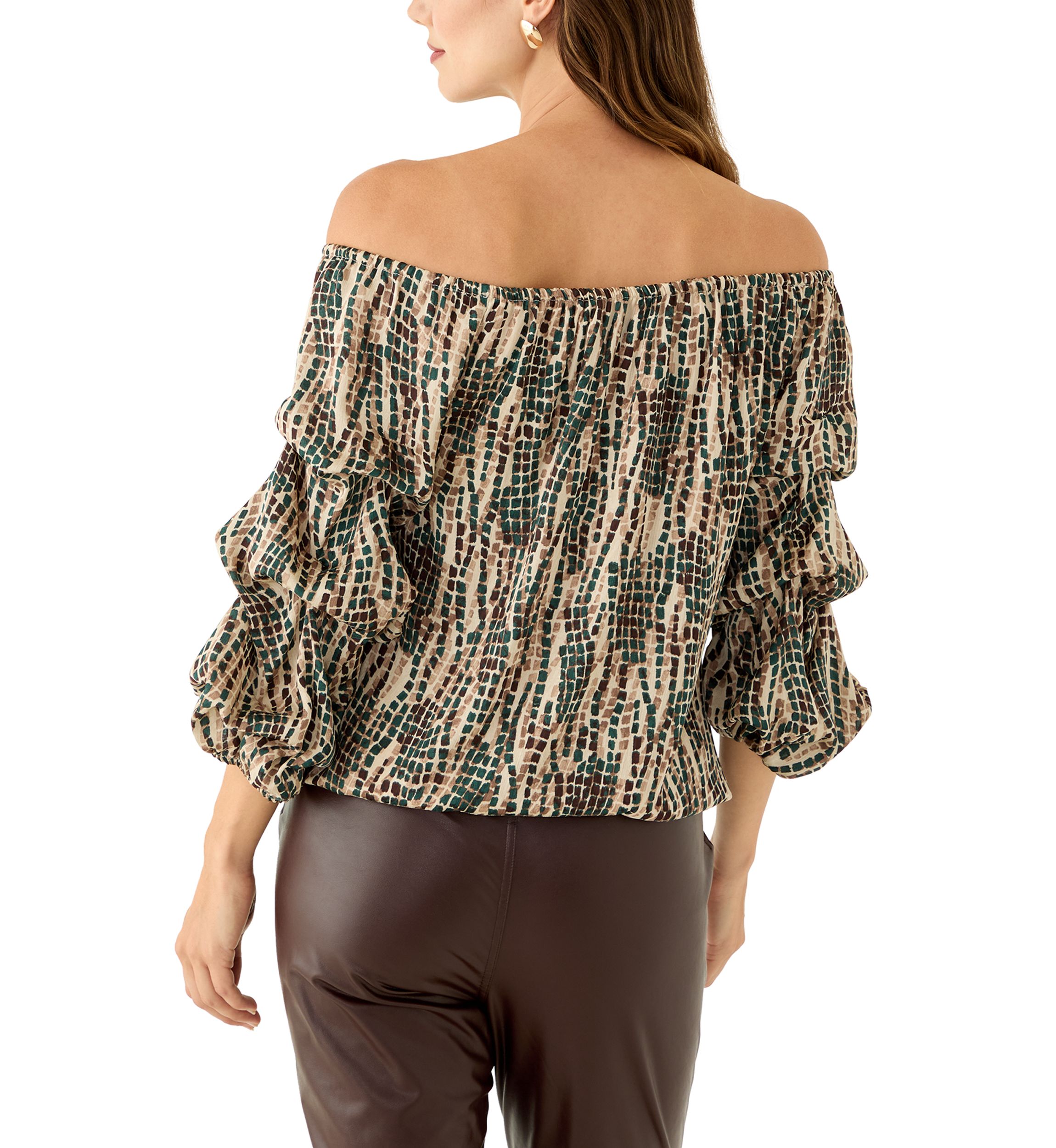 Womens Cha Cha Sleeve Tile Print Blouse 