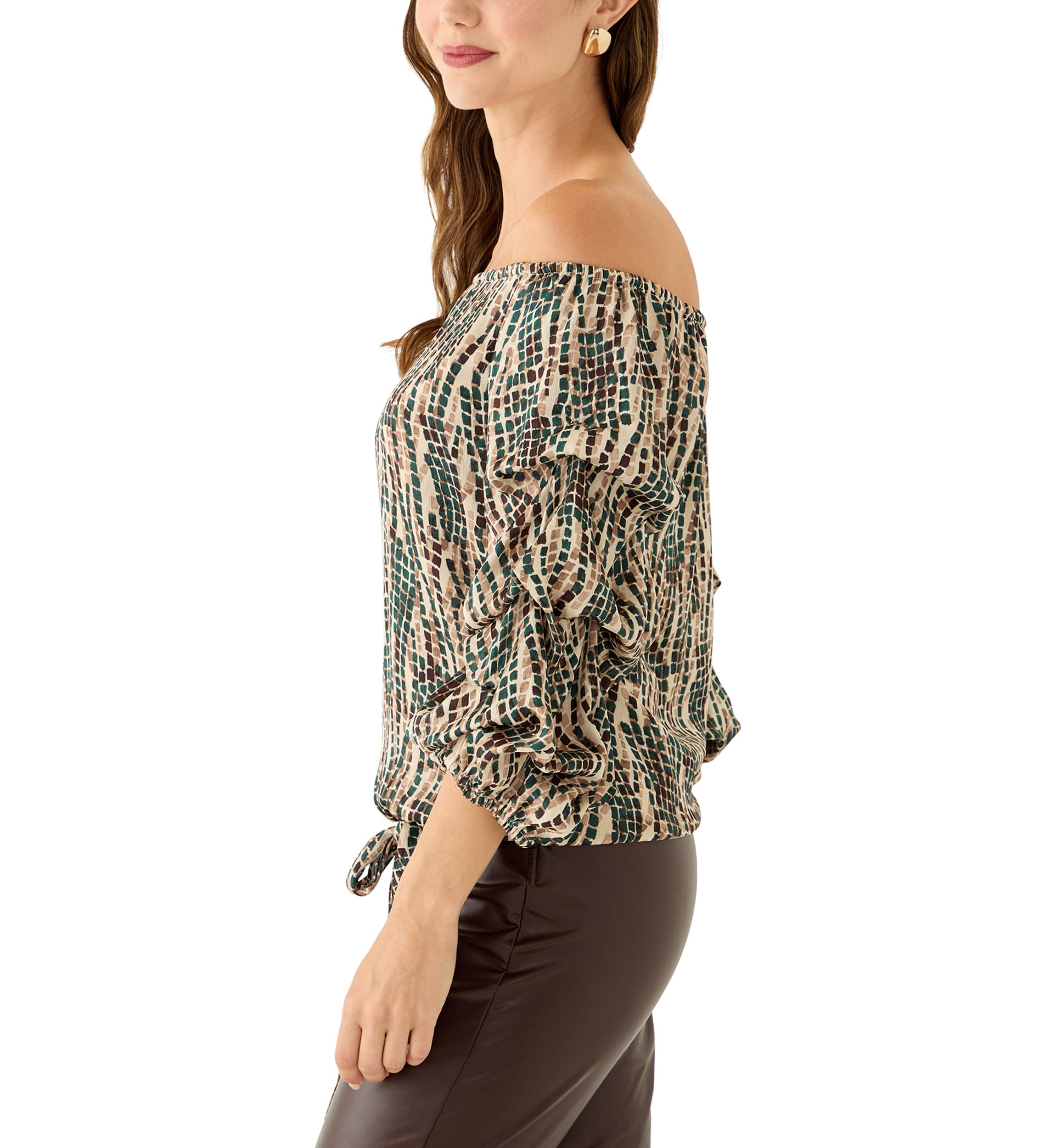Womens Cha Cha Sleeve Tile Print Blouse 