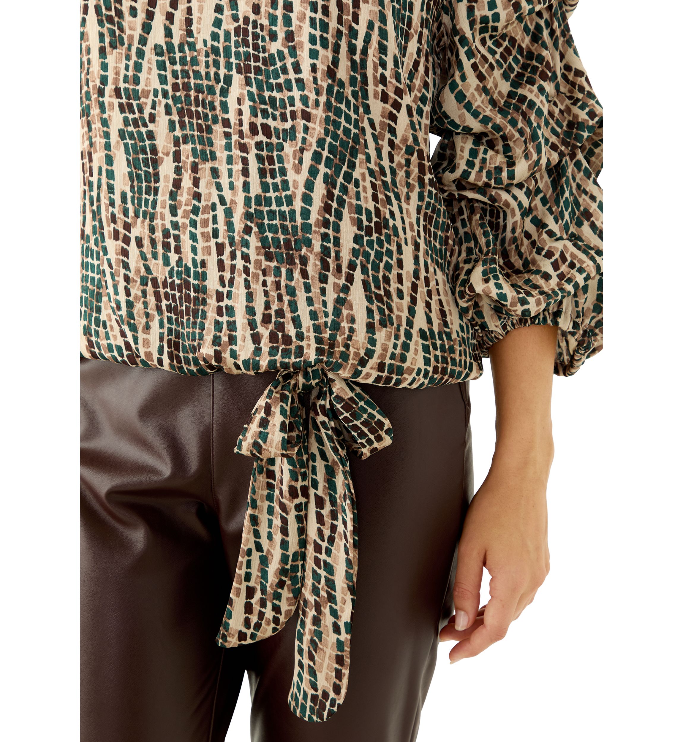 Womens Cha Cha Sleeve Tile Print Blouse 