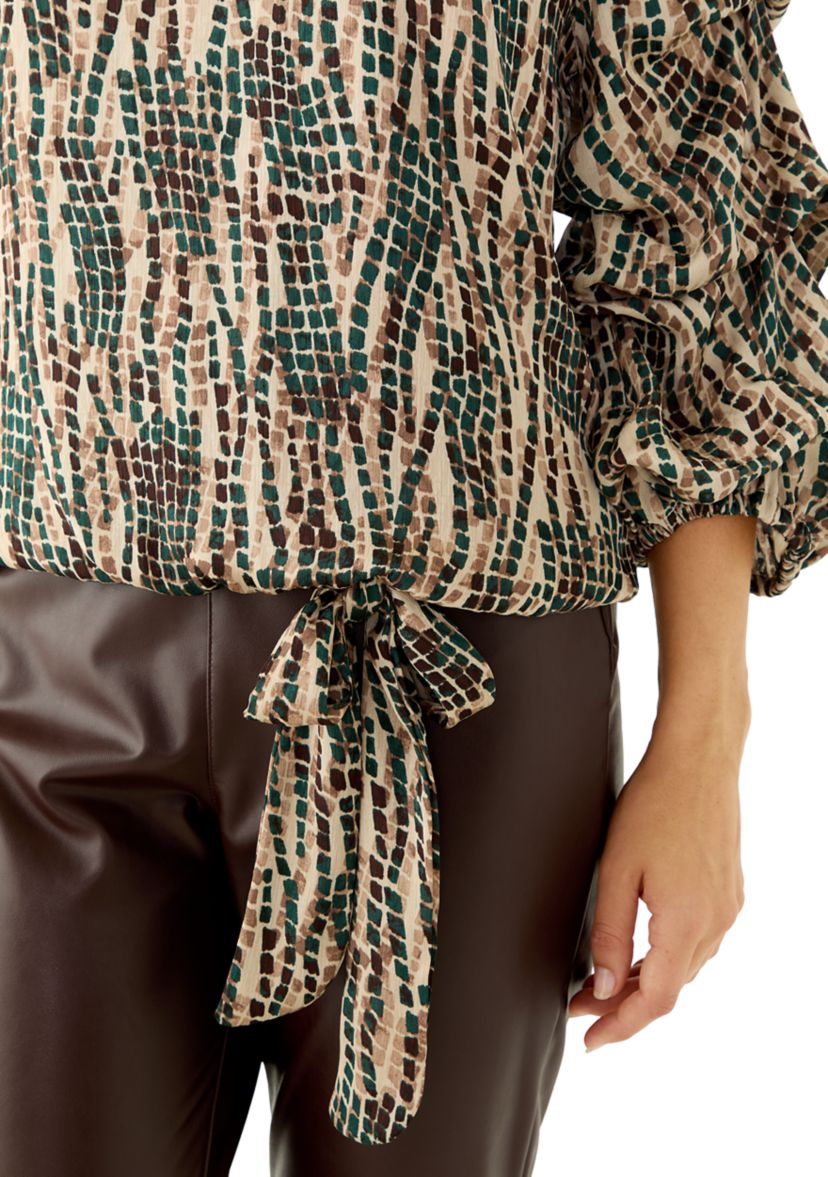 Womens Cha Cha Sleeve Tile Print Blouse 