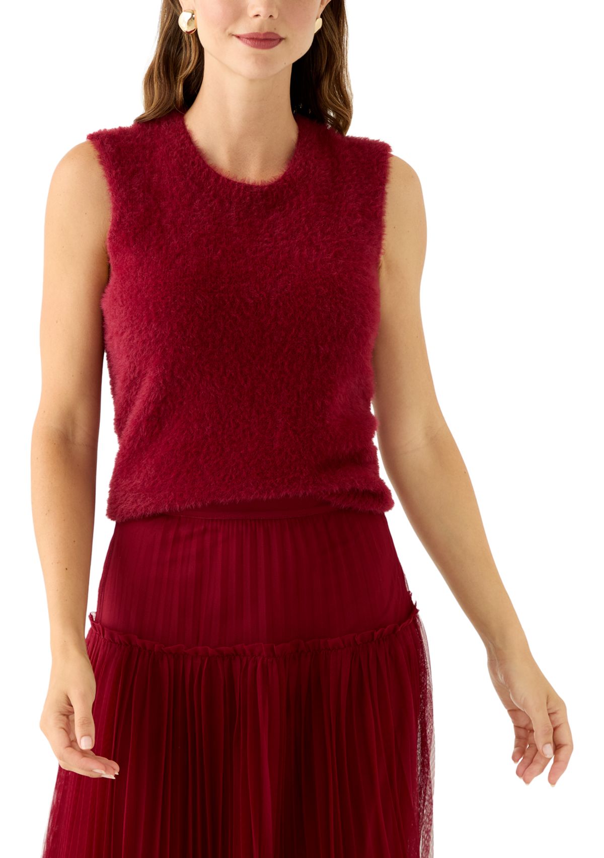 Womens Sleeveless Furry Sweater