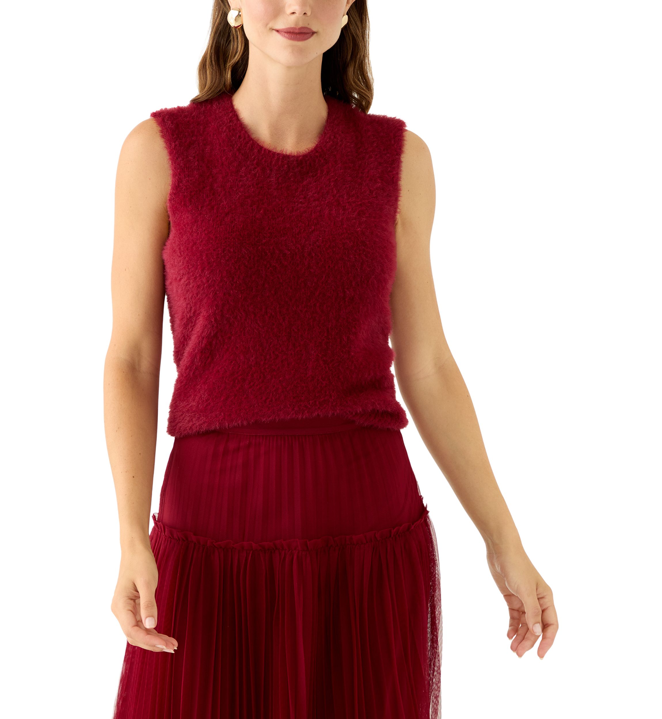 Womens Sleeveless Furry Sweater