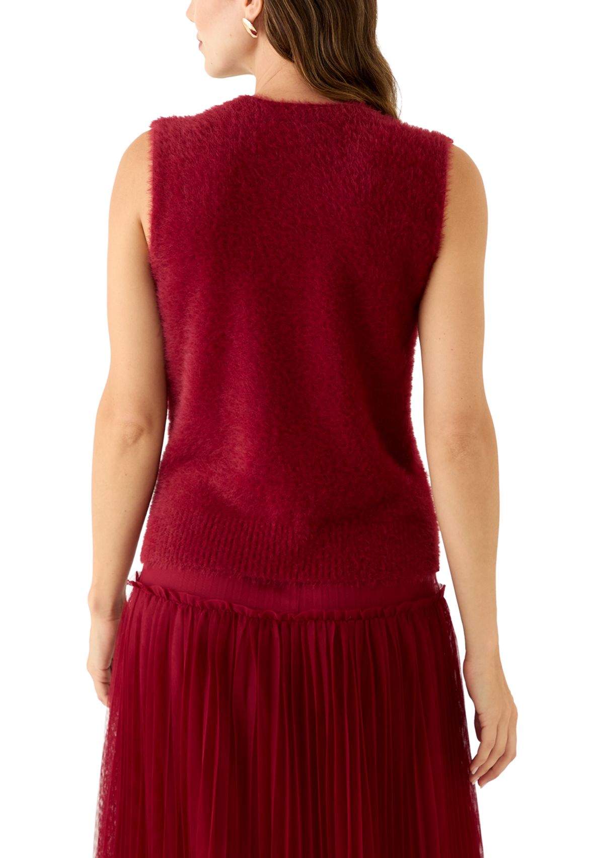 Womens Sleeveless Furry Sweater