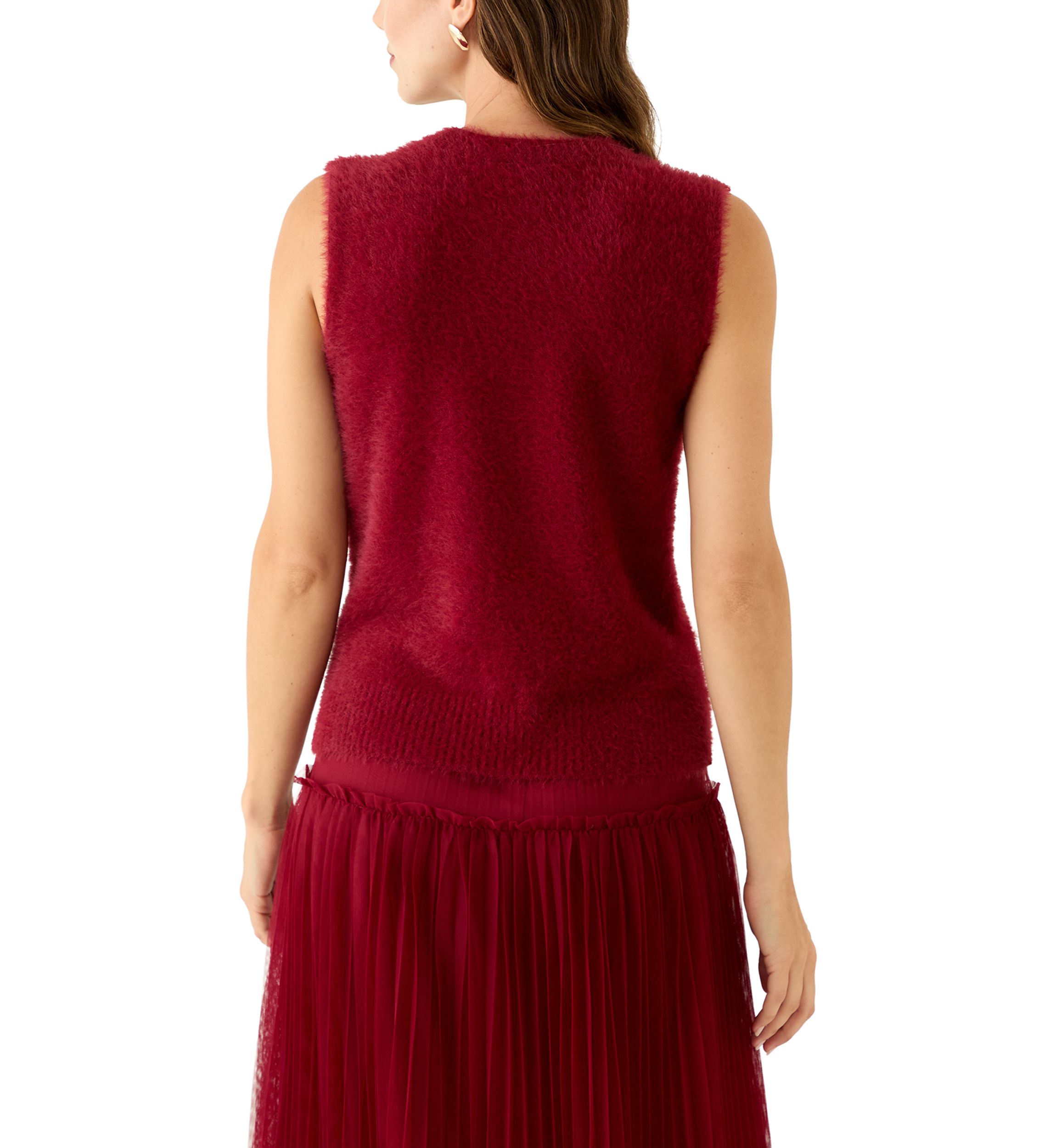 Womens Sleeveless Furry Sweater