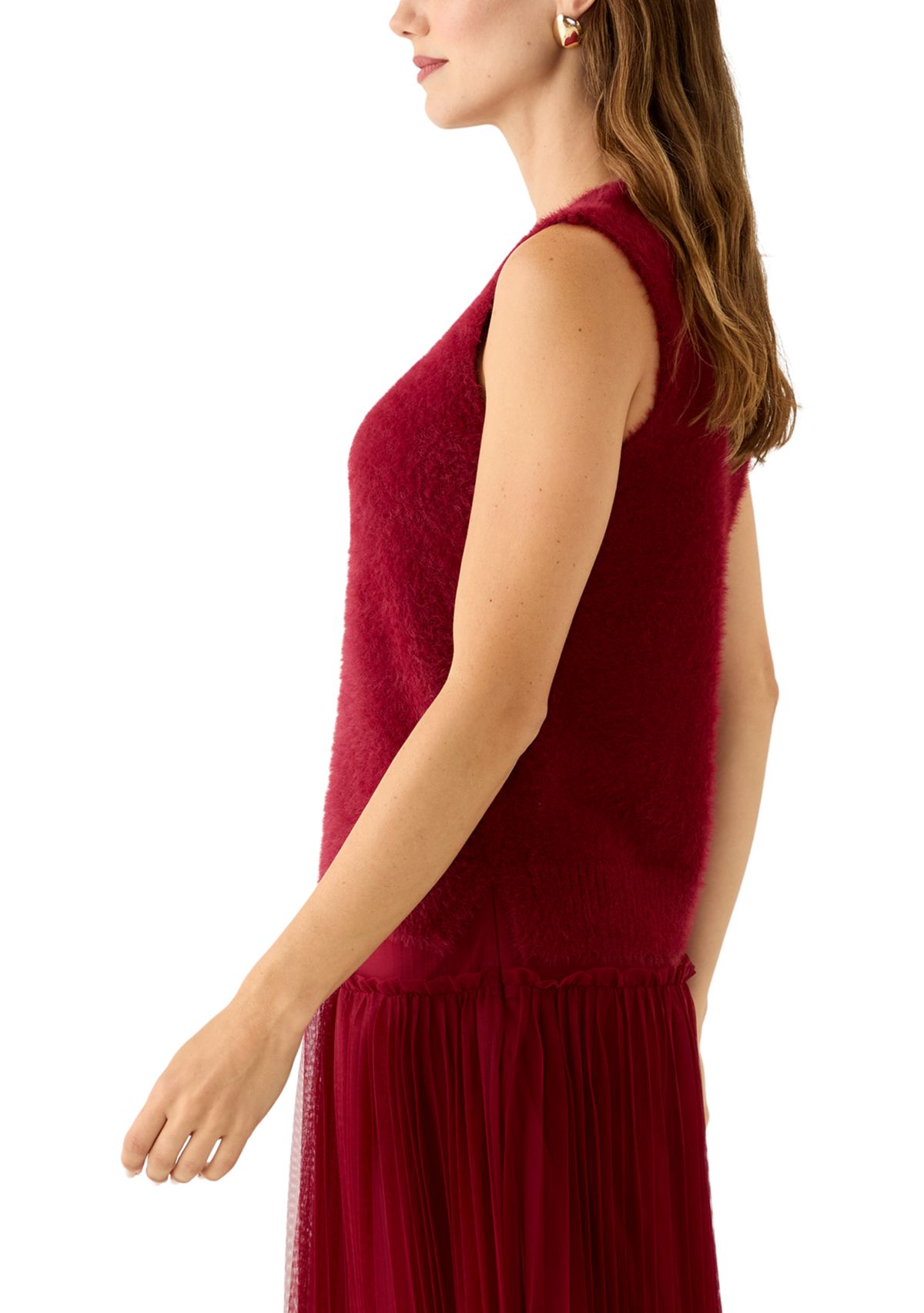 Womens Sleeveless Furry Sweater