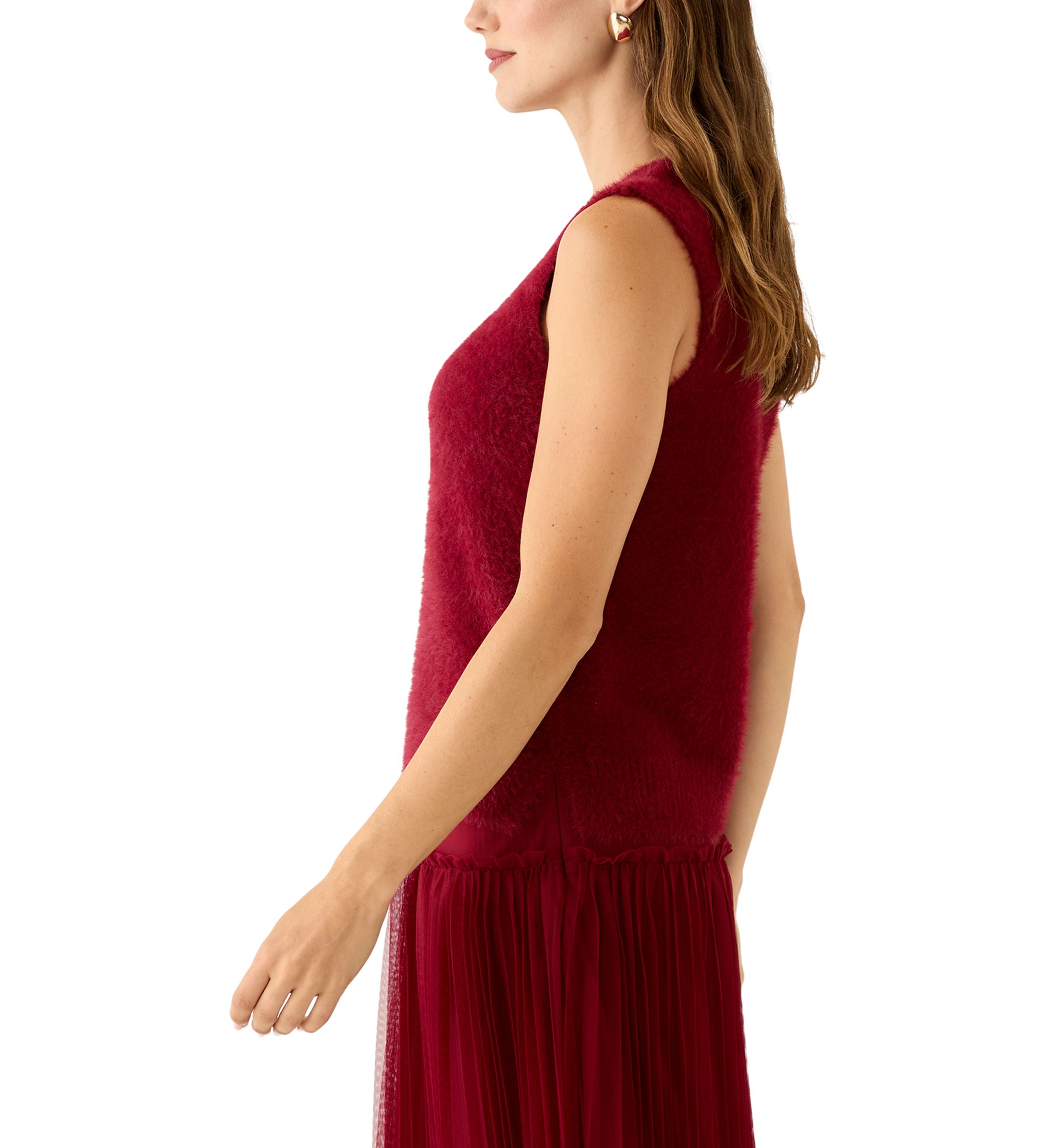 Womens Sleeveless Furry Sweater