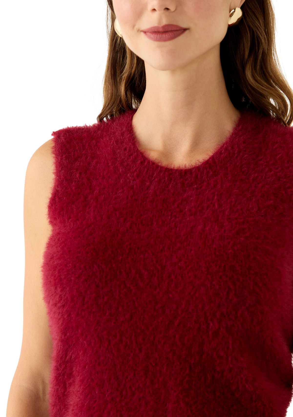 Womens Sleeveless Furry Sweater