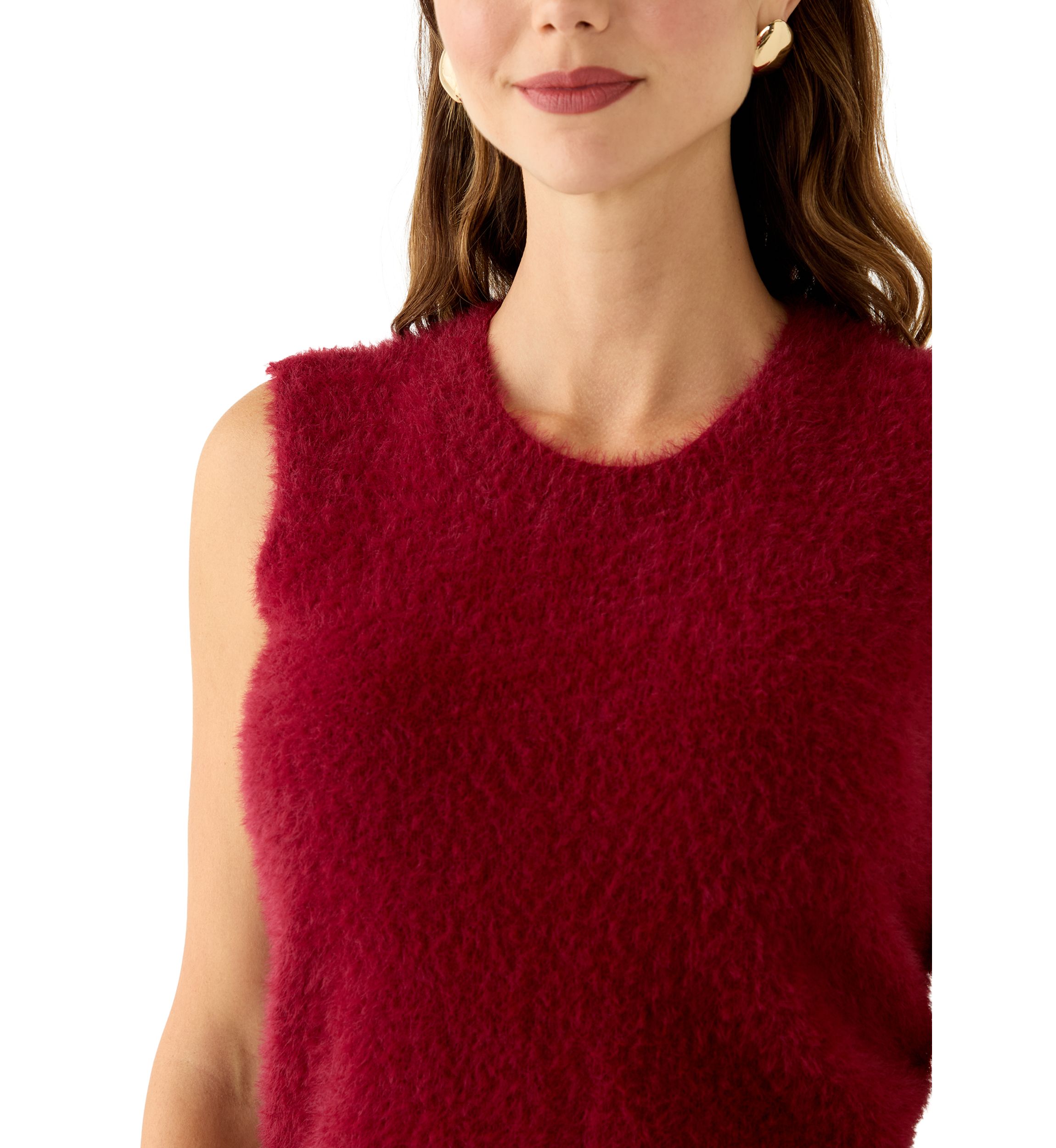 Womens Sleeveless Furry Sweater