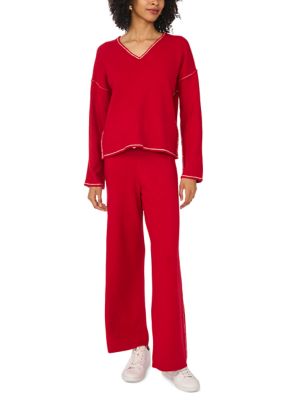 Vince Camuto Women's Wide Leg Athletic Pants, Red, XS