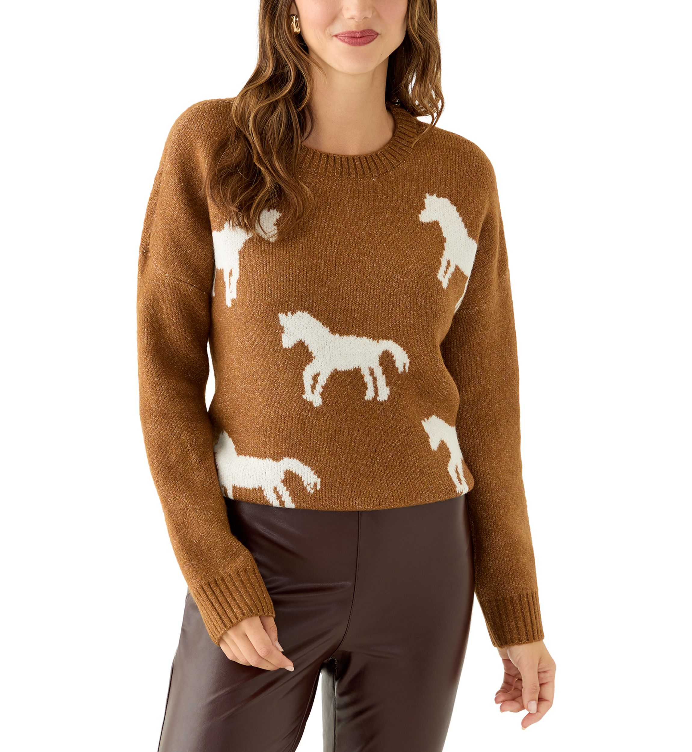 Womens Long Sleeve All Over Horse Sweater