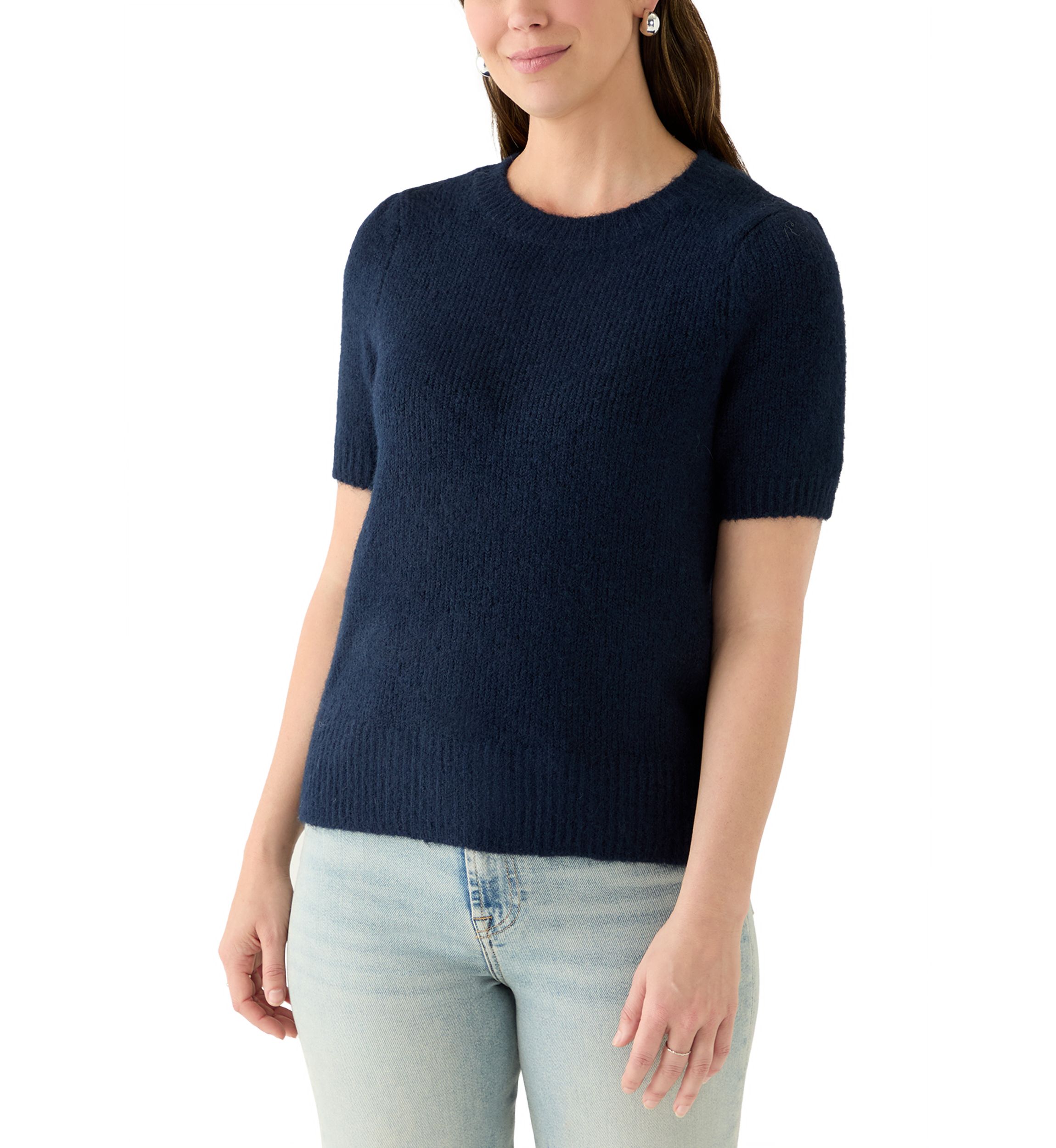 Womens Short Sleeve Crew Neck Sweater