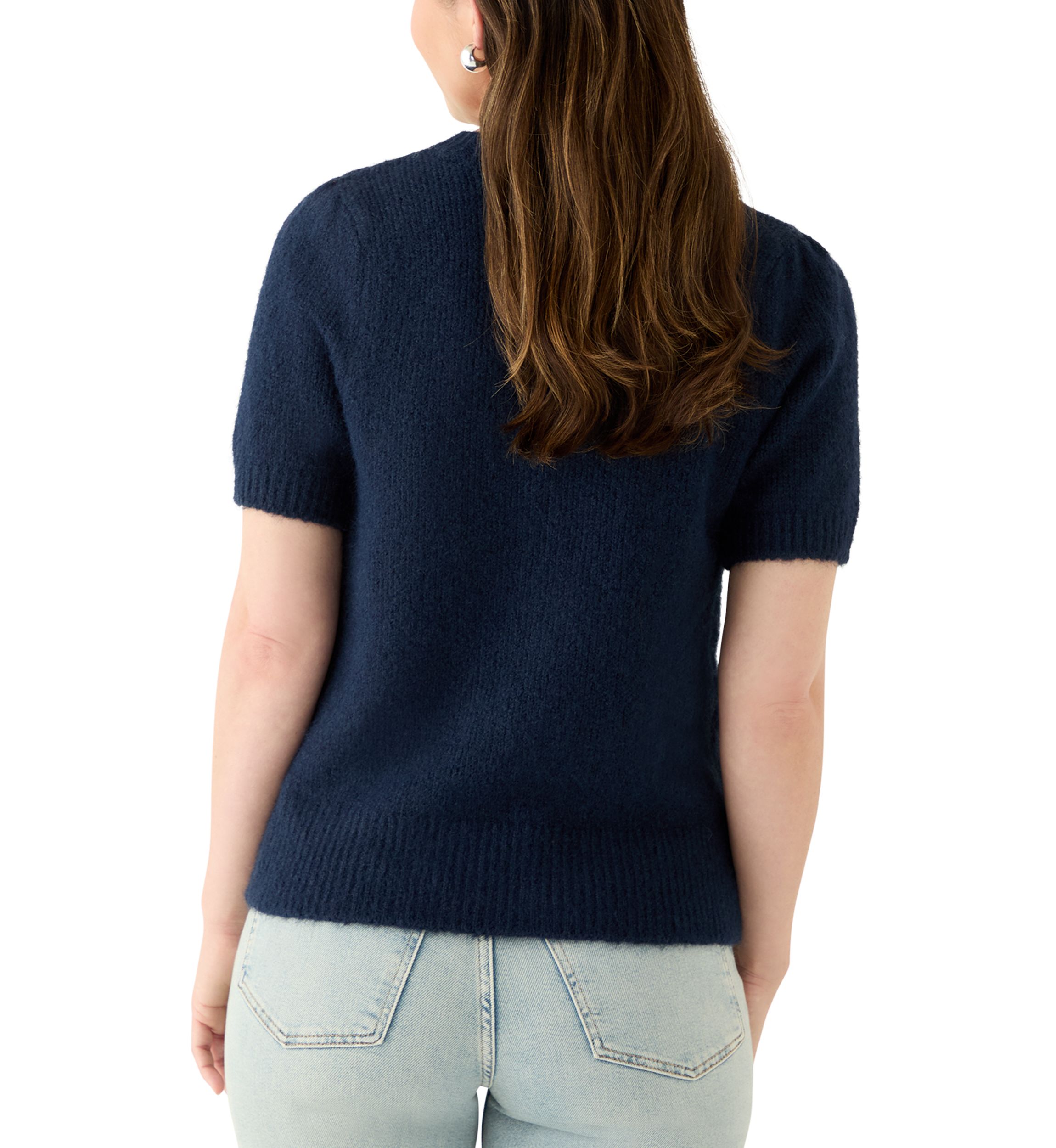 Womens Short Sleeve Crew Neck Sweater