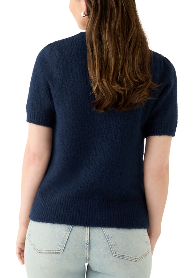 Womens Short Sleeve Crew Neck Sweater