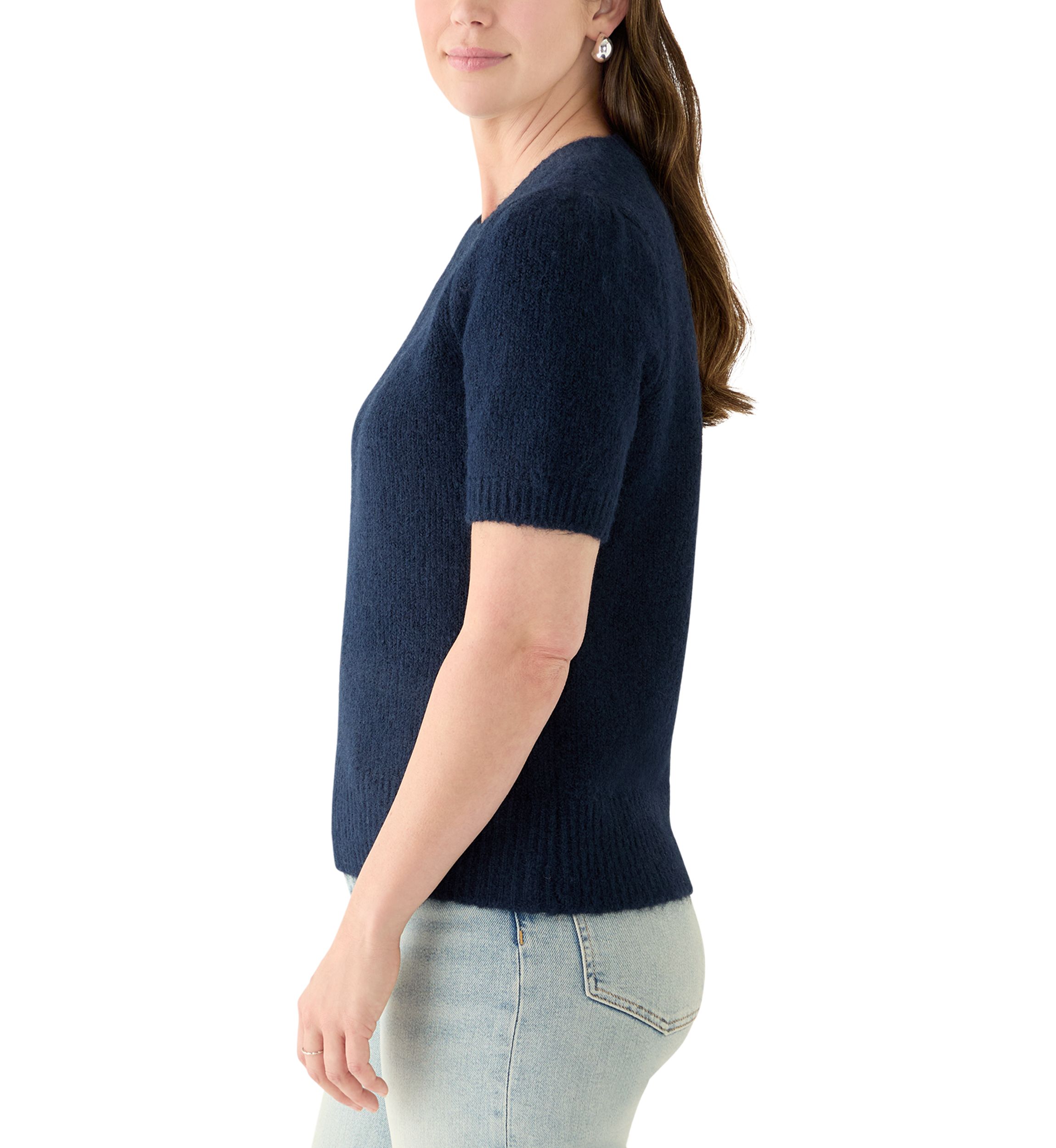 Womens Short Sleeve Crew Neck Sweater