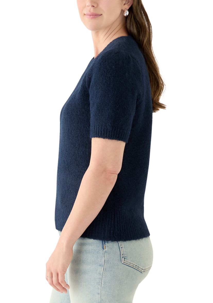 Womens Short Sleeve Crew Neck Sweater