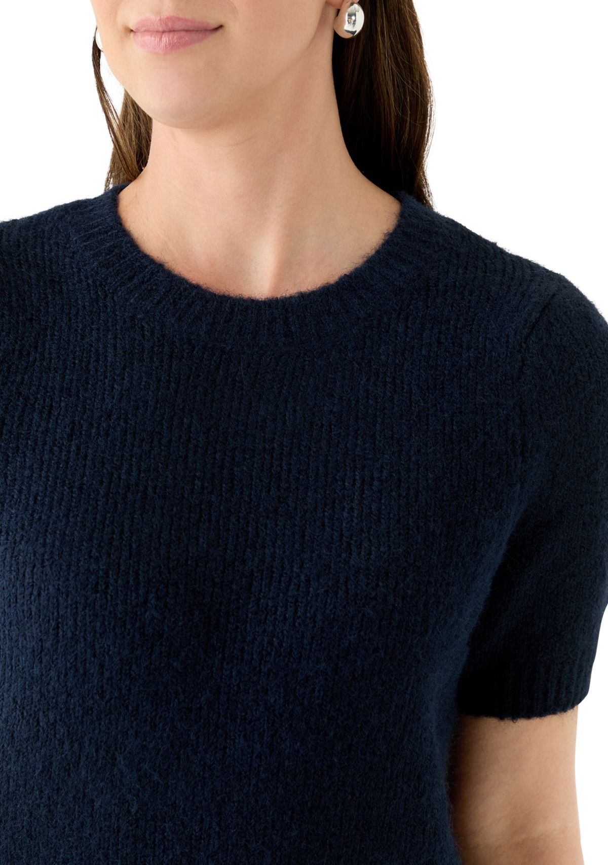 Womens Short Sleeve Crew Neck Sweater