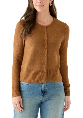 Vince Camuto Women's Long Sleeve Button Front Crew Neck Sweater, XS