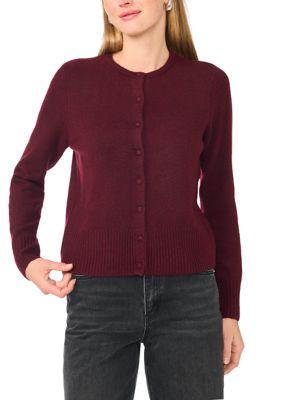 Vince Camuto Women's Long Sleeve Button Front Crew Neck Sweater, XS