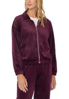 Vince Camuto Women's Zip Front Velour Jacket, XS