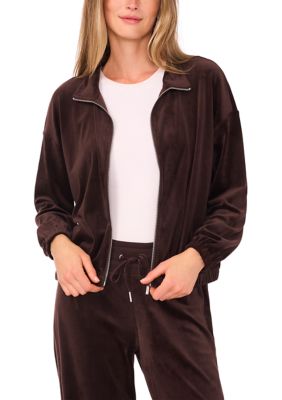 Vince Camuto Women's Zip Front Velour Jacket, XS