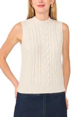 Vince Camuto Women's Sleeveless Cable Knit Nock Neck Sweater, XL