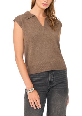 Vince Camuto Women's Sleeveless Johnny Collar Sweater