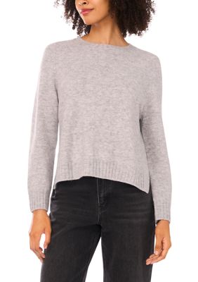 Vince Camuto Women's Long Sleeve Boat Neck Sweater Athletic Top, Grey, XS