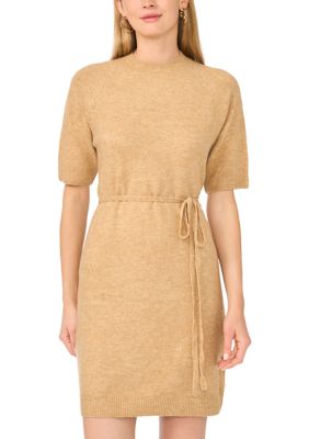 Vince Camuto Women's Short Sleeve Tie Waist Sweater Dress