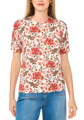 Vince Camuto Women's Floral Crew Neck Sweater, Ivory, Small