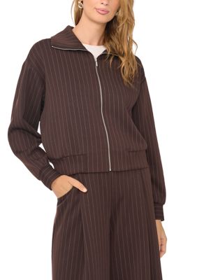 Vince Camuto Women's Zip Front Pinstripe Scuba Jacket, Small
